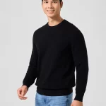 Men’s Regular Low Crew Neck Braided Sweater