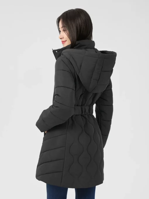 Women's Long Sleeve Down Jacket with Detachable Hood